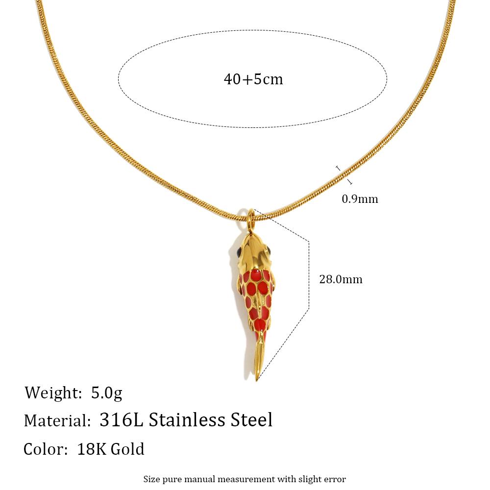 

MamacitaSlay 316L Stainless Steel Enamel Koi Fish Pendant Necklace Party Waterproof Neck Jewelry Women s Elegant Necklace Gift золотой