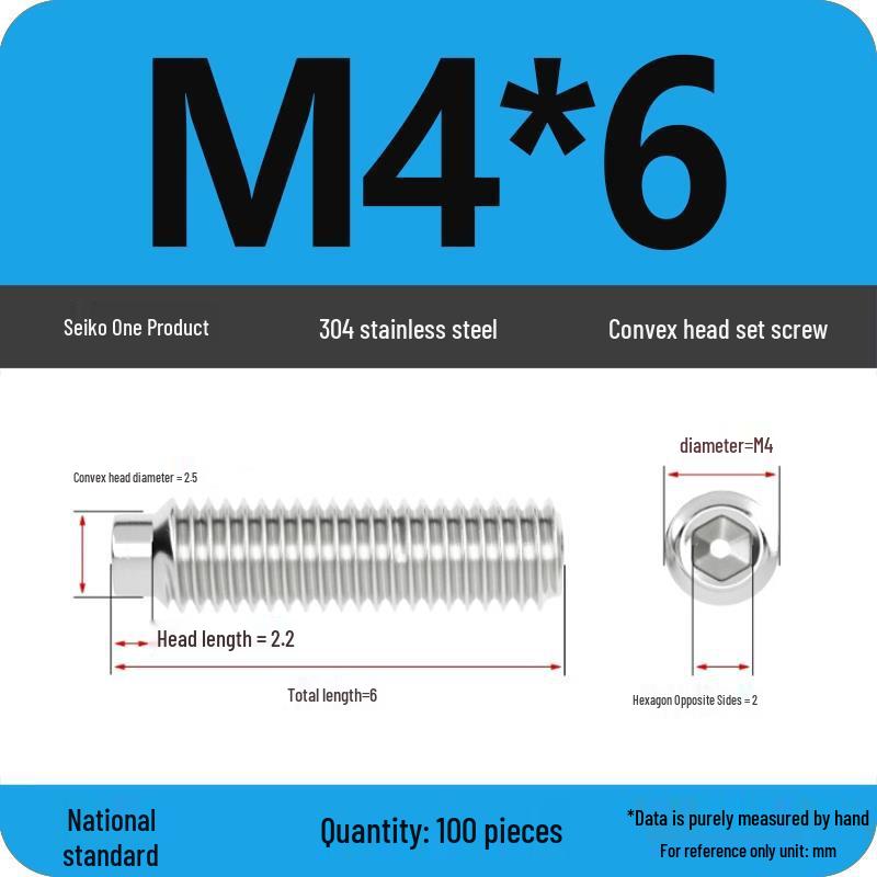 304 Stainless Steel Cup Point Grub Screw - Sizes M3 To M10