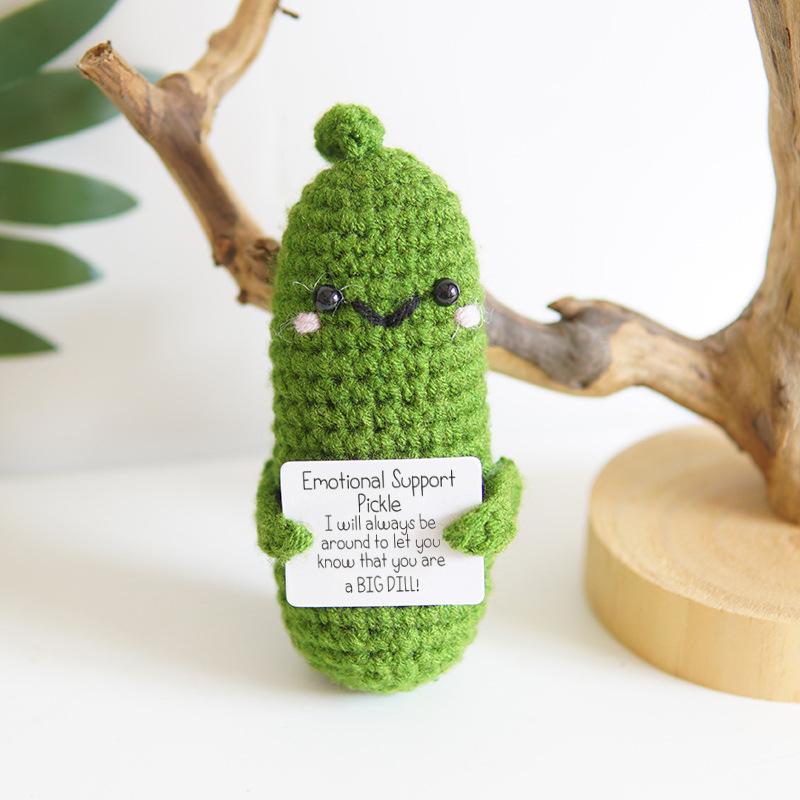 Funny Positive Card Fruit Toast Knitted Doll Home Desk Decoration Gift Christmas