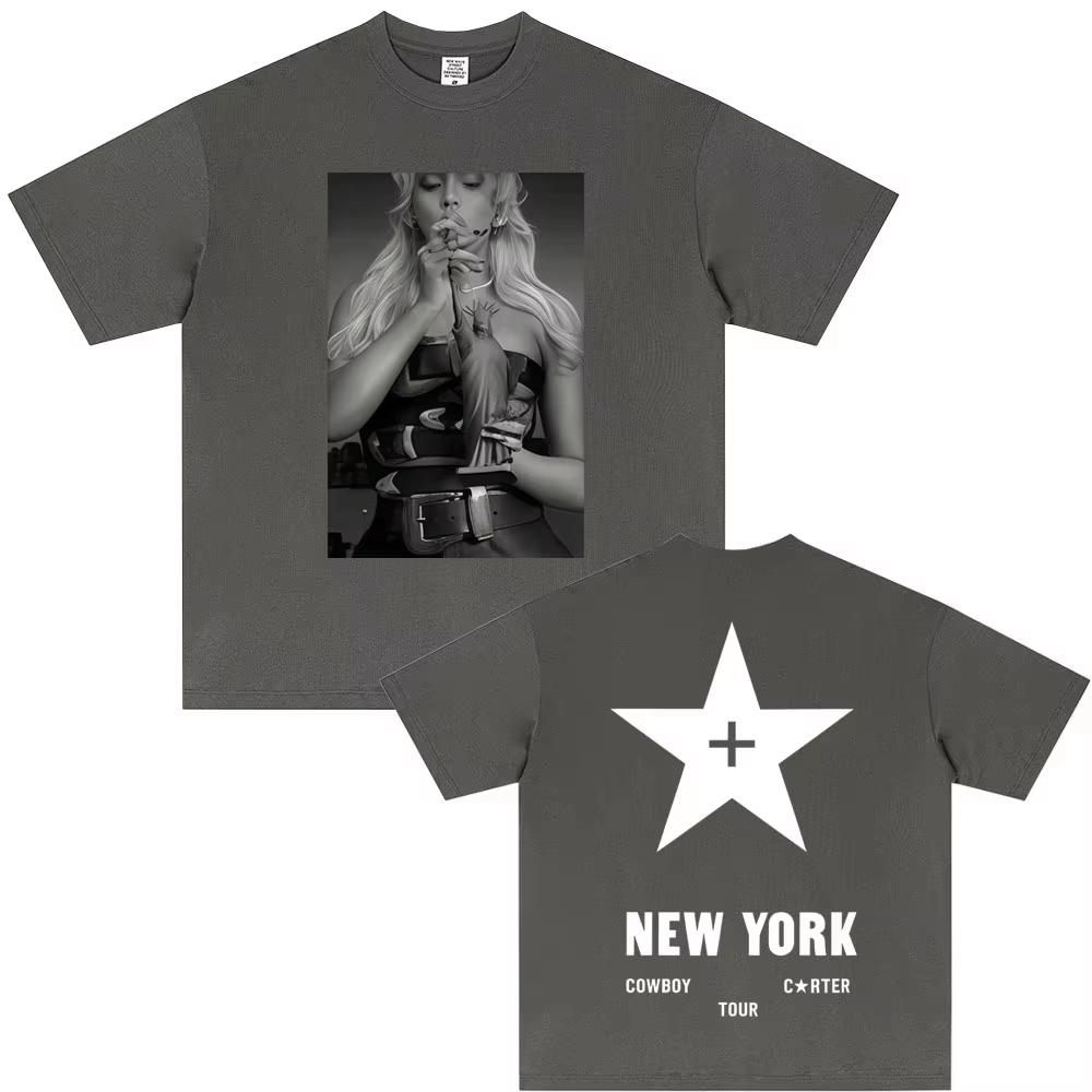 Beyonce Cowboy Carter New York Tour Tshirts UNISEX Women Casual Cotton Vintage T Shirt Male Fashion Pop Music Short Sleeve Tshirt