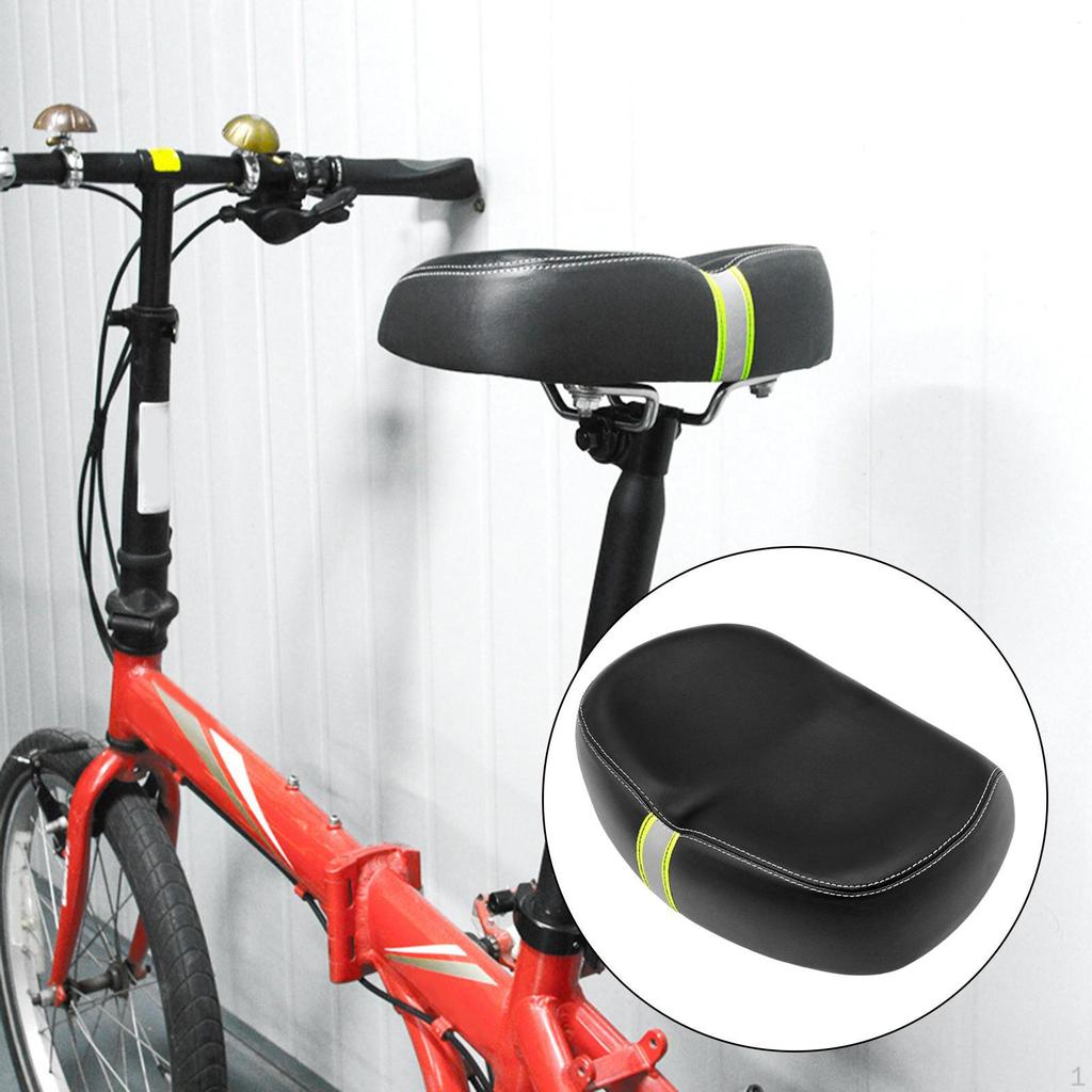Wide Bike Saddle, PU Waterproof Big Butt Seat, Universal Replacement Breathable Shock