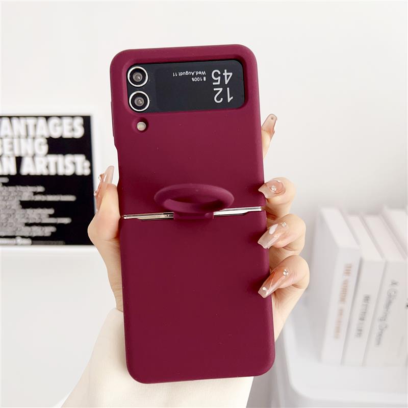 For Samsung Galaxy Z Flip 6 5 4 3 2 1 Case Offical Liquid Silicone Case With Finger Ring Shockproof Cover ForZ Flip 5 Soft Cases