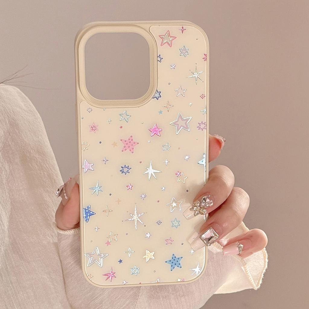 Gilded colorful star iPhone 16 case suitable for iPhone 17 Pro Max, fresh and stylish, anti-drop for 15/14/13