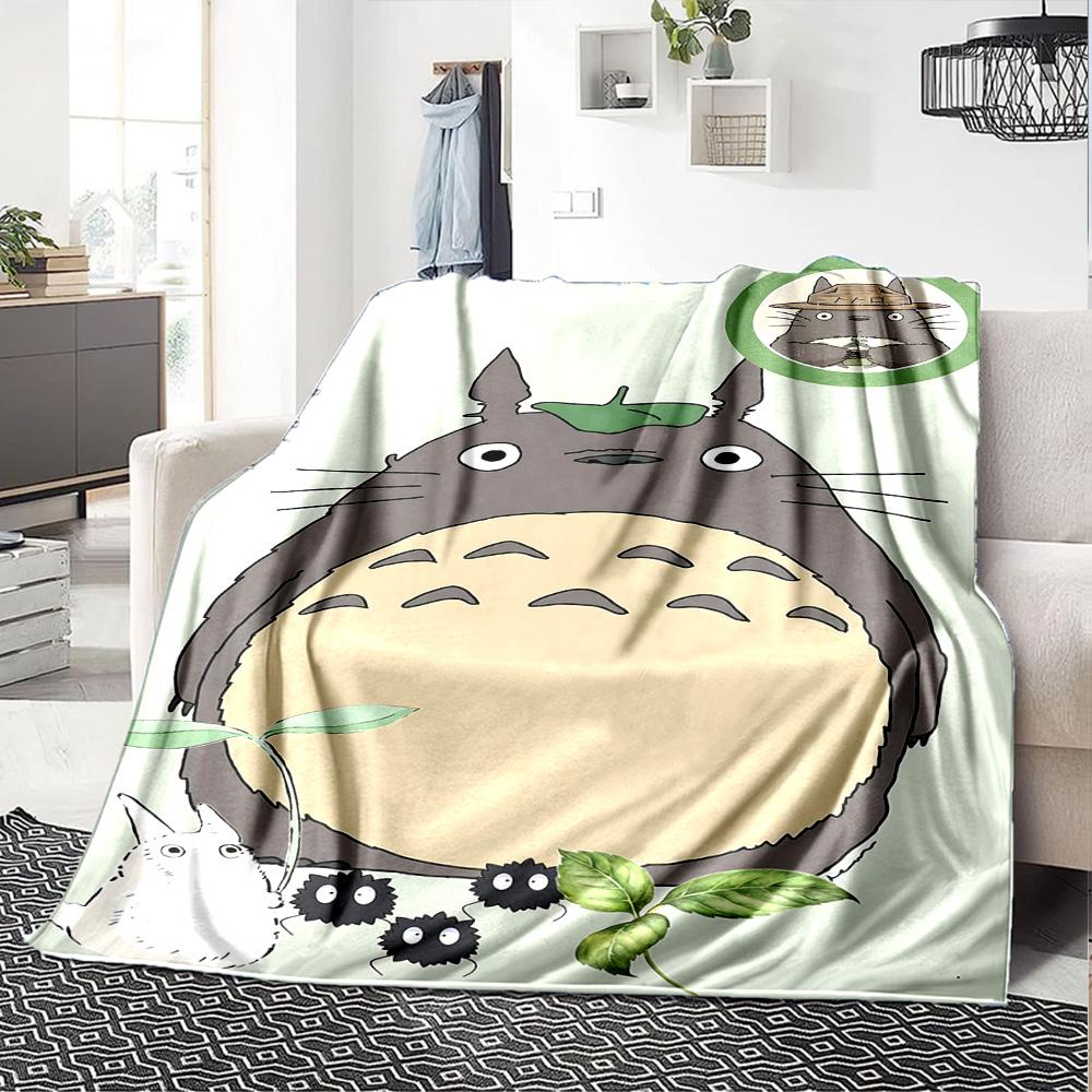 1pc Totoro Friends Flannel Blanket,Ultra Soft Warm Plush Throw for Home Bedroom Bed Sofa Cover Camping Picnic Gift Y7175