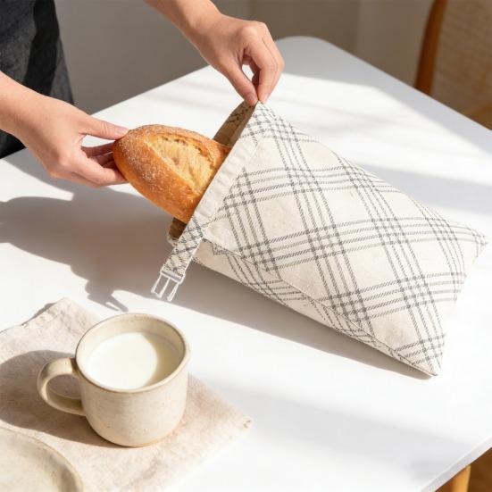 Bread Bag Large Beeswax Lining And Cotton Natural Bread Storage Bag Keeps Bread Fresh Longer Breathable Moisture Barrier Reusable Bread Keeper