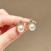 Bow Earring Niche Design Sense Ear Studs Simulated Pearl Versatile Temperament Daily Lady Korean Simple Ear Accessory