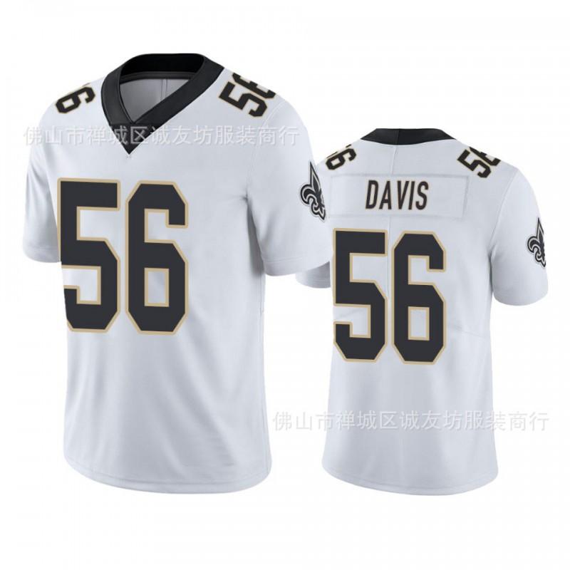 NFL Jersey New Orleans Saints 56 Demario Davis White Gold Lettering Football Men