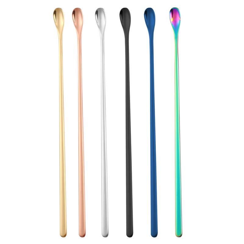 High-Value Golden 304 Stainless Steel Long Handle Mixing Spoon: Ideal for Cocktails, Coffee, Honey, and Ice.
