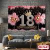 2D Outdoor 18th Birthday Backdrop with Crown & Balloons for Girls Party