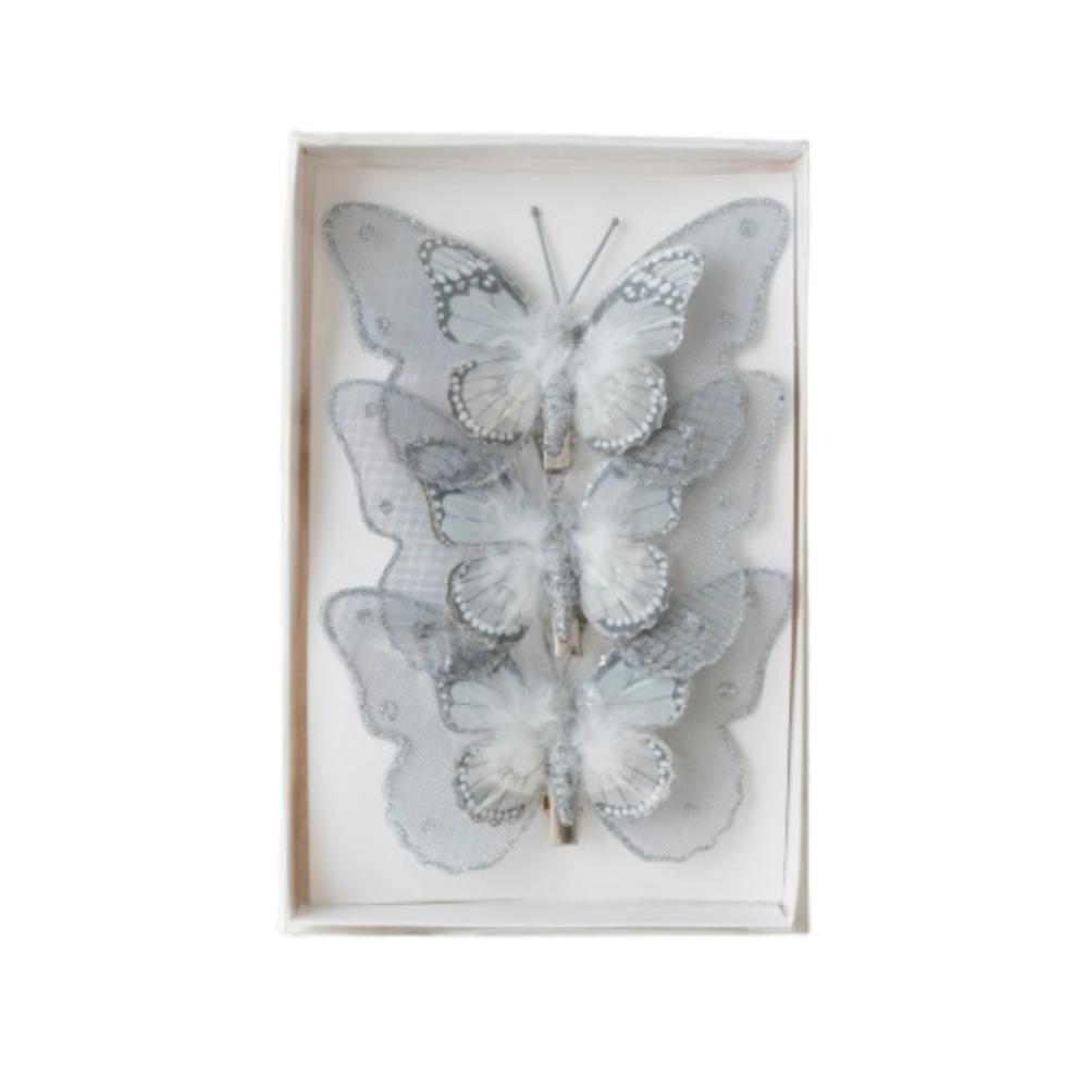 Plastová vánoční třpytivá motýlí přívěsek DIY vánoční stromek závěsná dekorace domácí vánoční výzdoba