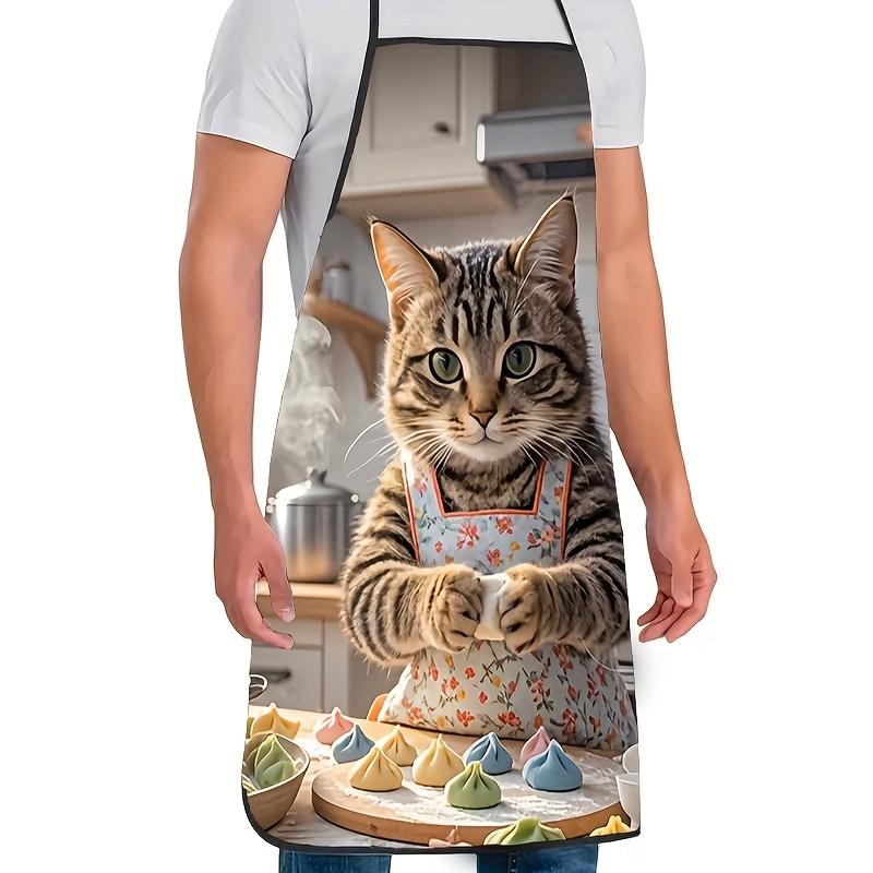 "Adorable Delantal de Chef Gato en Varios Tamaños, Perfecto para Cocinar y Hornear en la Cocina, Regalo Ideal para Amantes de las Mascotas"