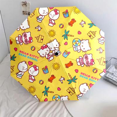 Hello Kitty Pattern, Automatic Folding Umbrella, Portable and Foldable Design, 8 Ribs, a Christmas or Birthday Gift.