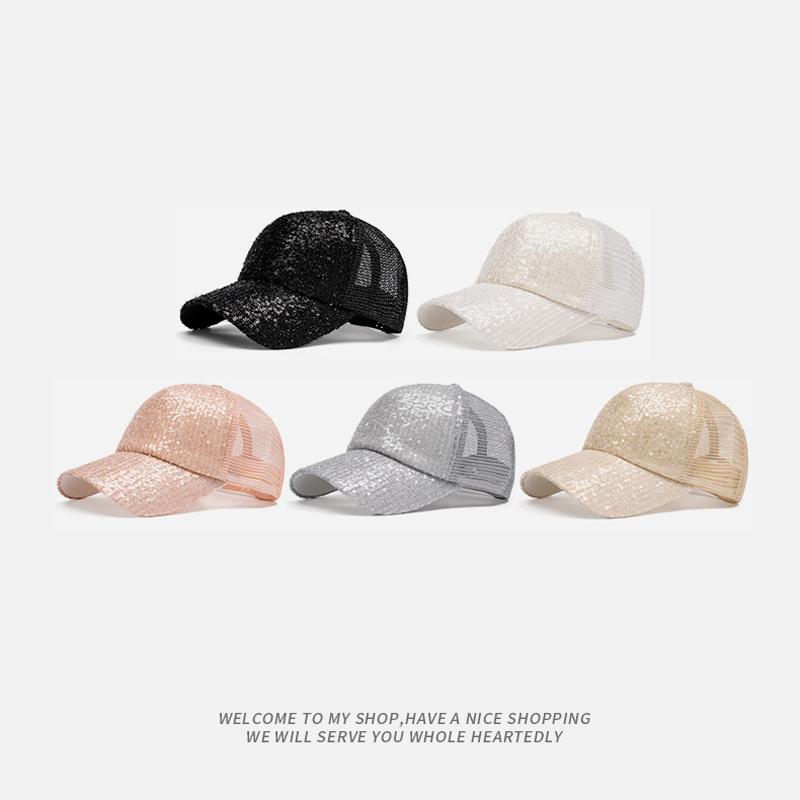 Damen Frühling Sommer Paillettenkappe Sonnenschutz Sonnenhut Sonnenschirm Baseballkappe