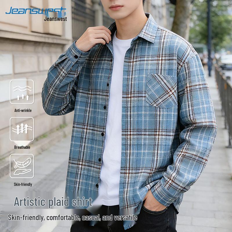 Jeanswest Men s Long-Sleeve Plaid Shirt L