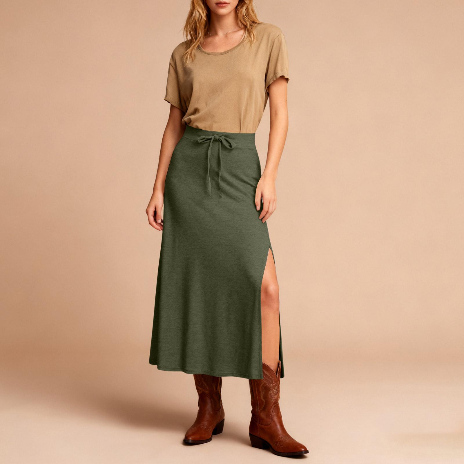 

Женская повседневная облегающая длинная однотонная юбка с высокой эластичной талией для похудения XL