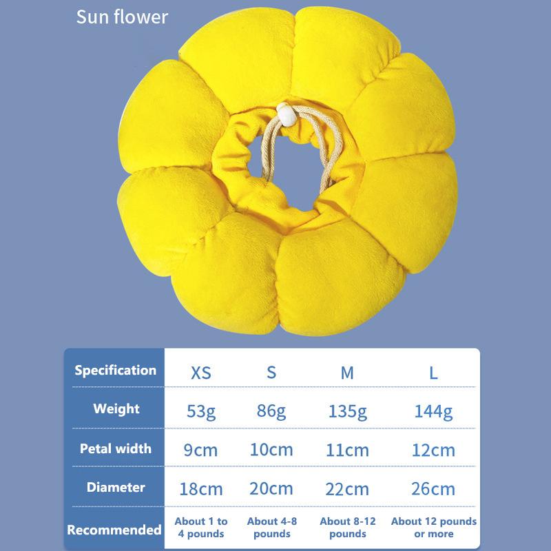 

Домашние животные Кошки Послеоперационный защитный воротник для ран Хлопковый мягкий регулируемый воротник Elizabeth предотвращает вылизывание шерсти Ошейник-подсолнух XS жёлтый
