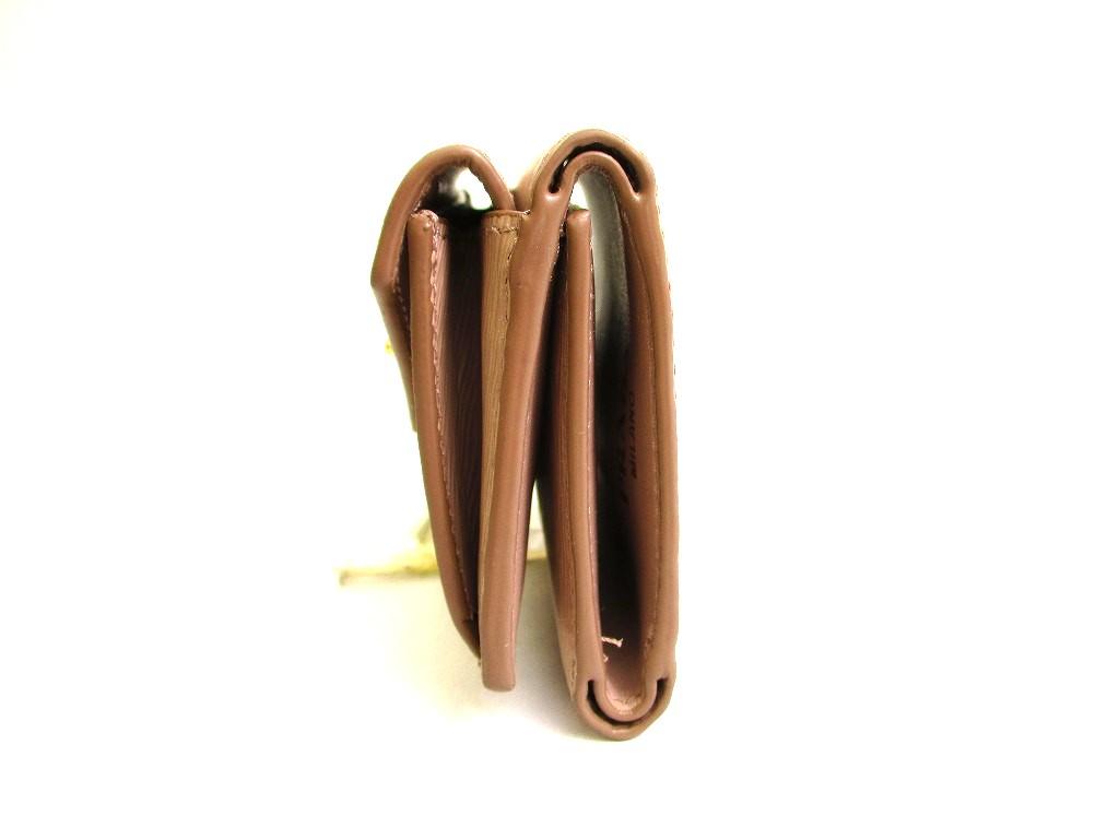 Authentic PRADA Beige Leather Trifold Wallet Compact Wallet #b149  Open Box