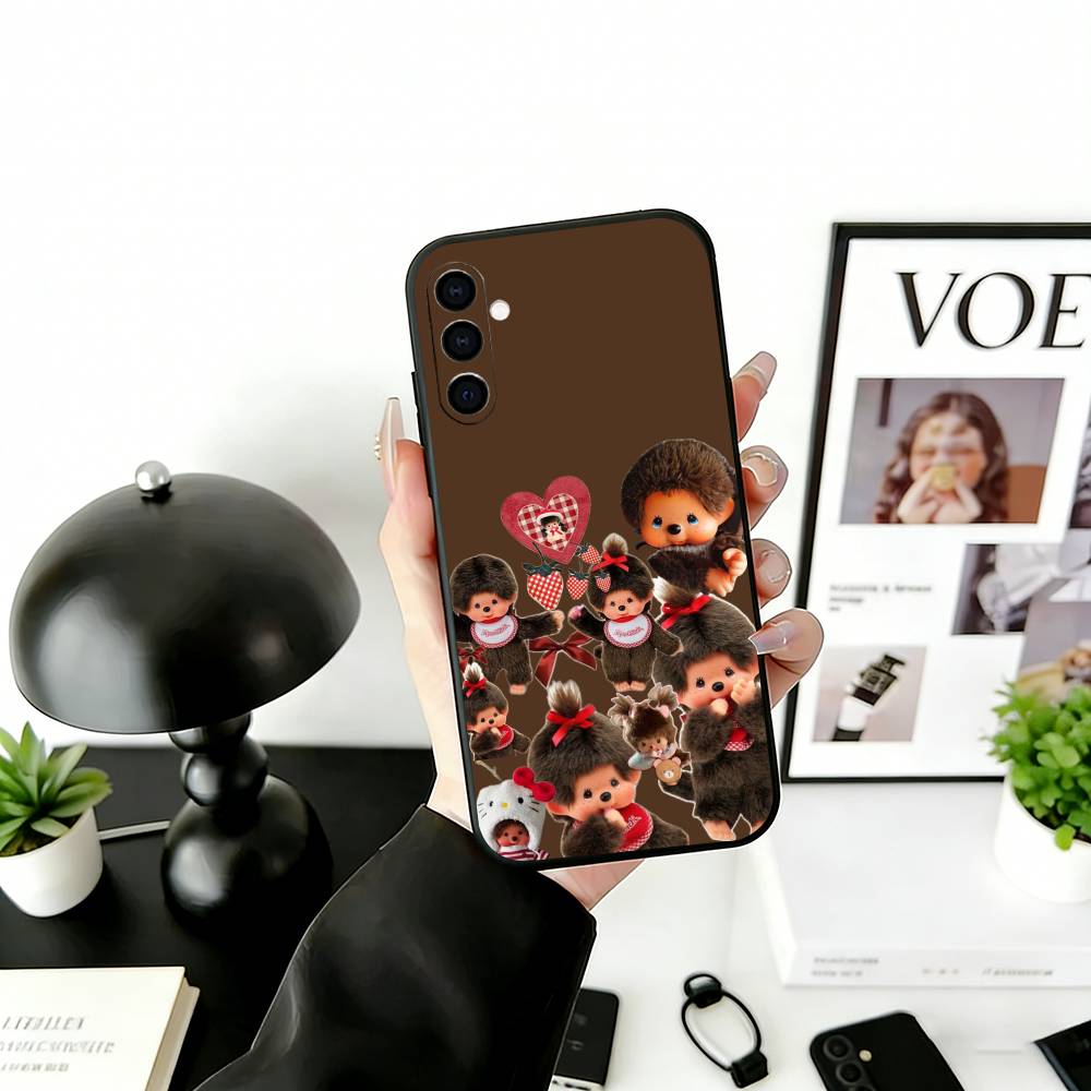 

C-Cute M-monchhichis-s Phone Case Black Silicone Soft For Samsung Galaxy A73,A72,A71,A70,A53,A52,A51 Samsung a71 4g