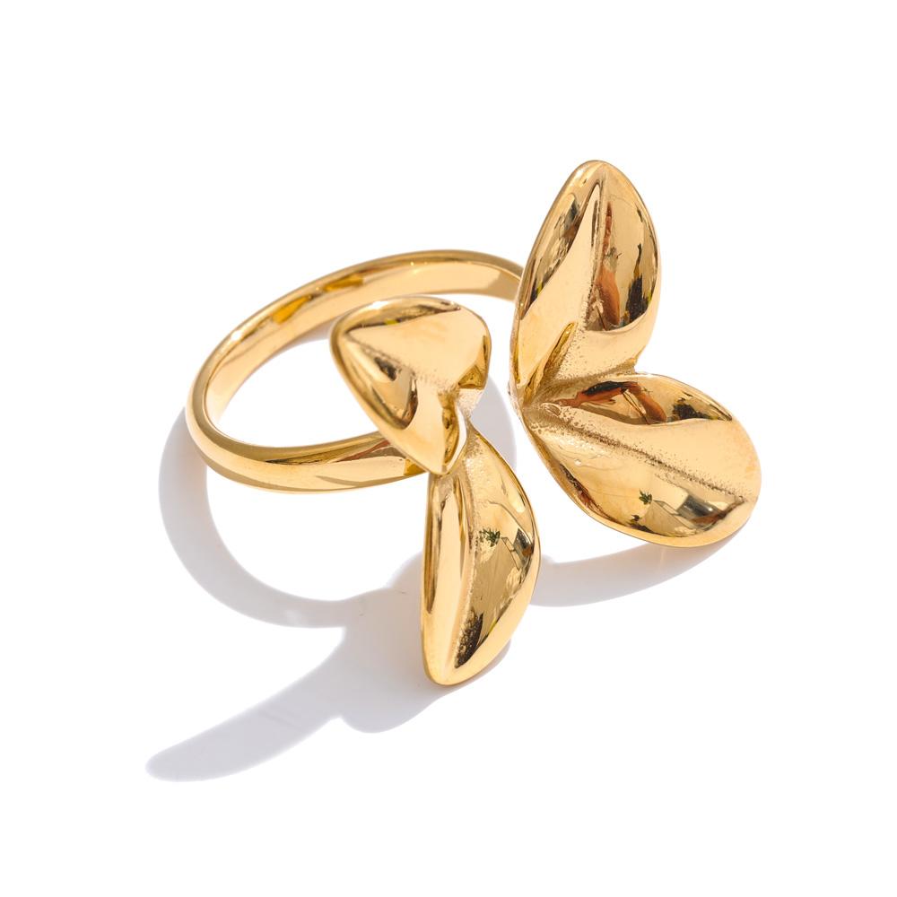 

Yhpup Popular Smooth Stainless Steel Flower Adjustable Ring Rust Proof Polished Charm Fashion Jewelry Accessories resizable