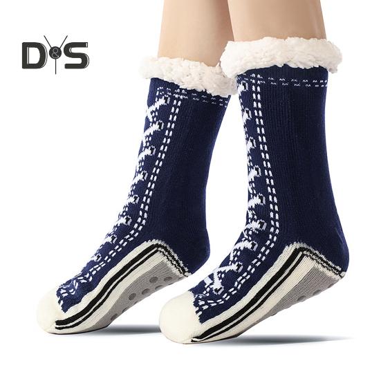 1 Paar Wintersocken, Schuhe, Muster, Plüschfutter, Wärmespeicherung, Weihnachtssocken mit hohem Schlauch, Beinwärmer, Herbst-Winter-Bodensocken, Weihnachtsgeschenk