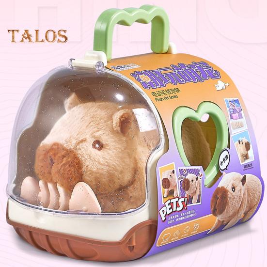 Jucărie capibara de pluș electrică Simulare interactivă de sunet Plimbări jucărie cu animale Copii mici Băieți Fete Jucărie educațională pentru copii Burta Timp de târât jucărie cu animale