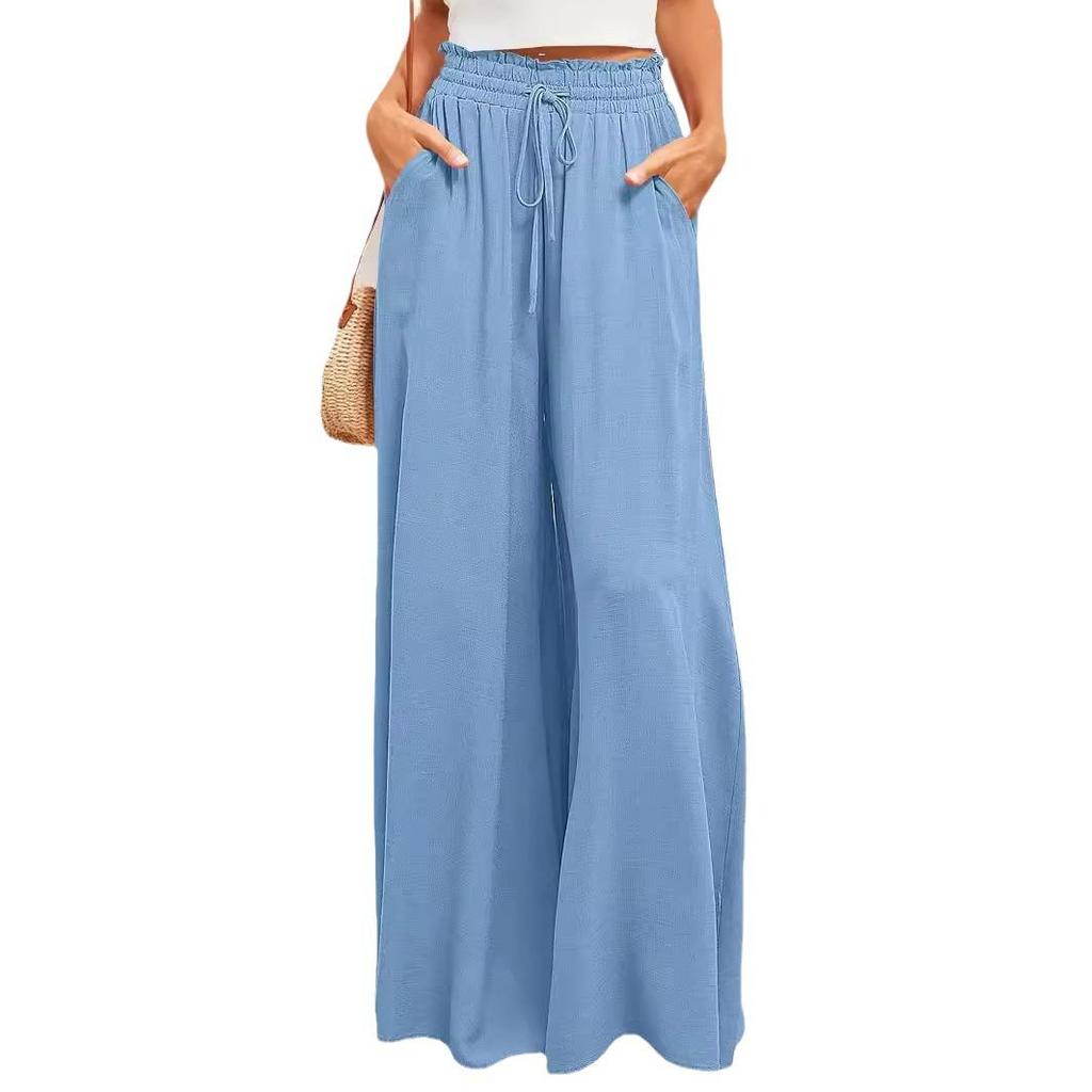 2025 European & American Spring/Summer Women's Loose Wide-Leg Casual Fashion Long Pants