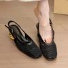 Fashion Mesh Mid Heels Sandals Elegant Square Toe Women Shoes 2025 New Summer Elegant Pumps Slippers Fashion Slip on Heeled Sandales