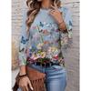Women's fashionable long sleeved T-shirt with floral pattern