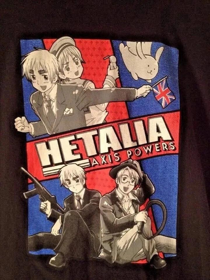 Футболка Манга Средняя Hetalia Державы Оси 2008 Черная Аниме Футболка M