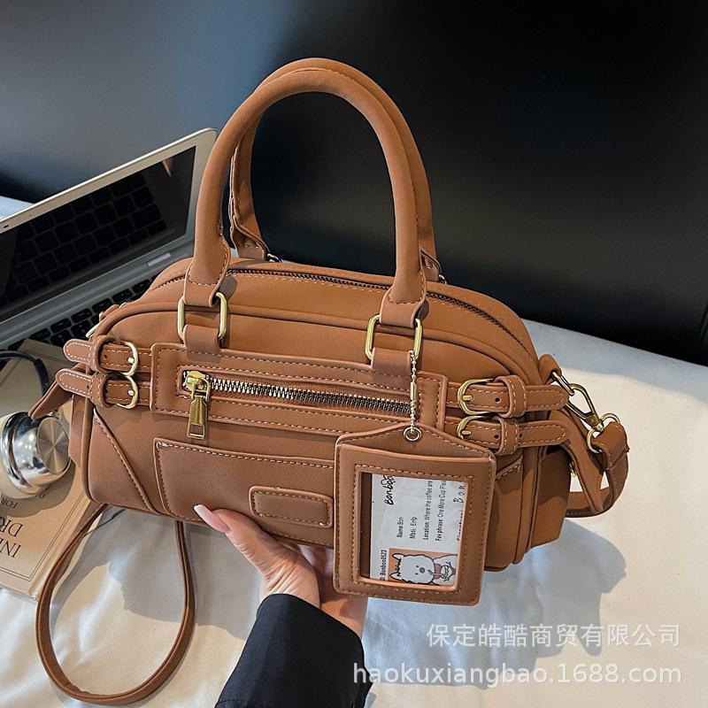 Premium Textured Bag Women's 2025 New Retro Versatile Shoulder Bag Commuter Messenger Bag Boston Handbag