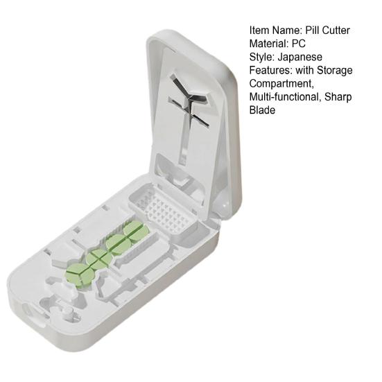 Portable Pill Cutter with 2-In-1 Multi-purpose 46026 Pill Splitter 46024 46025 Storage Compartment Cutting Tools Travel