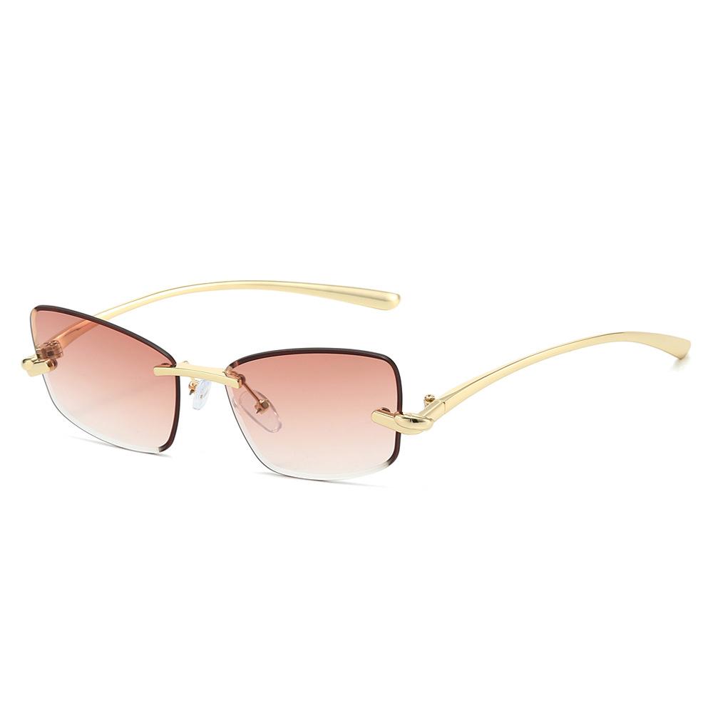 Rimless Cat Eye Sunglasses Women Fashion Trendy Eyewear