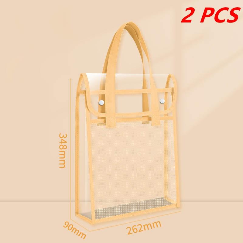 Large Capacity Portable Transparent Handheld Folder Expandable File Storage Bag PVC Self-adhesive File Bag Document Organizer