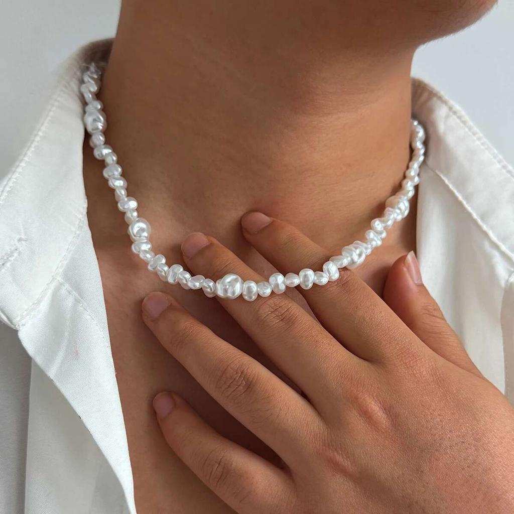 PuRui Fashion Semi Baroque Imitation Zircon Choker Necklace Men Temperament Luxury Clavicle Chain Couple Zircon 2025 New Gift