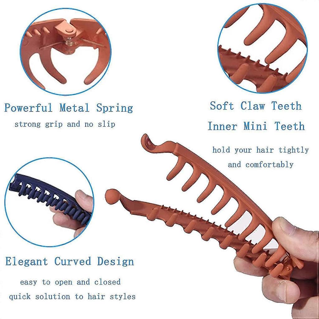 6 Pieces Large Hair Clips Banana Barrettes Fish Clips For Long Hair Comb Fish
