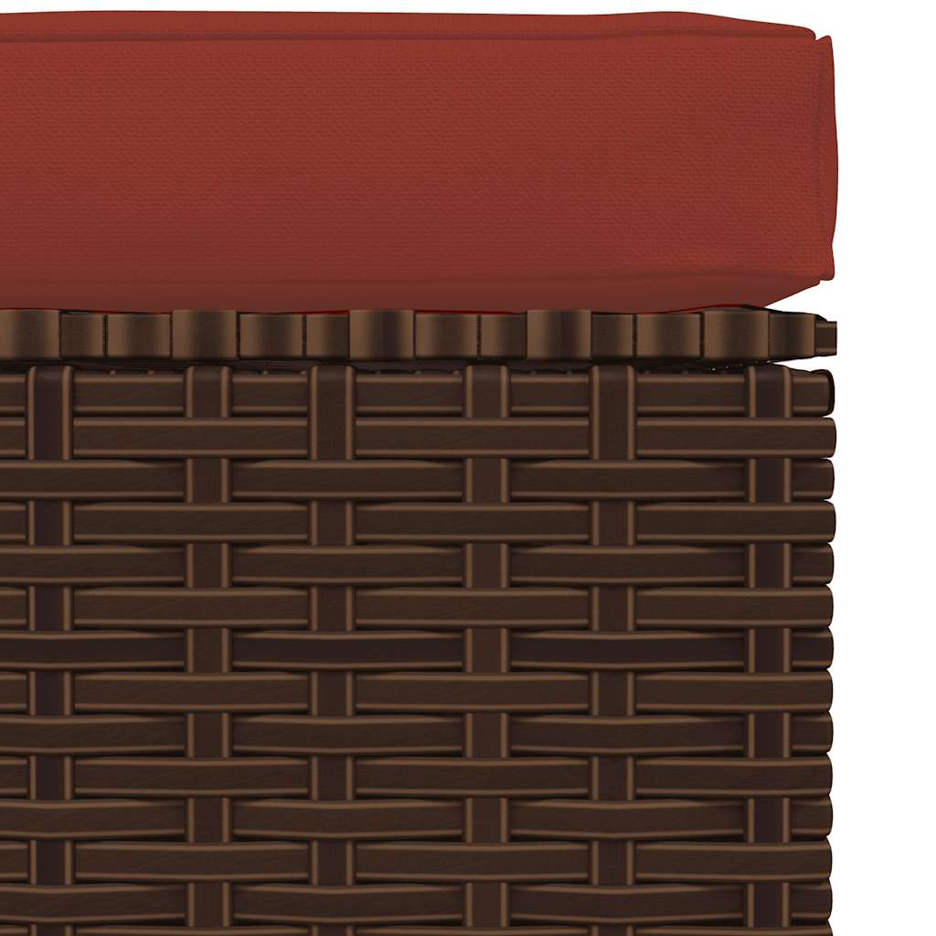 Vidaxl Garden Footstool With Cushion, Brown, 70X70X30 Cm, Poly Rattan