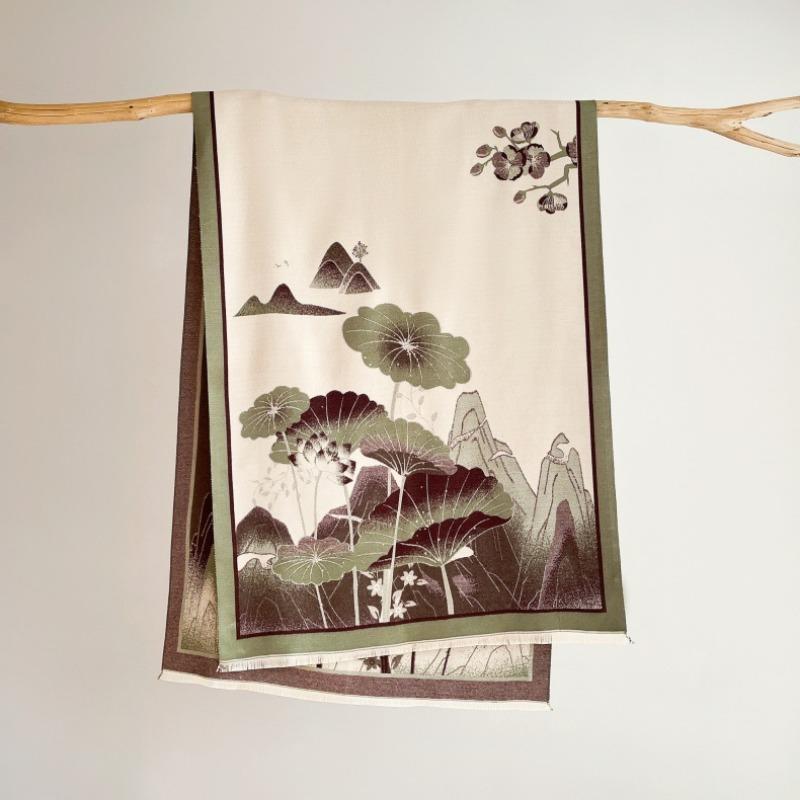 New jacquard warm fashion temperament scarf dual-purpose air-conditioned room shawl winter thickened retro scarf