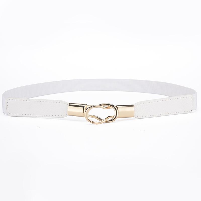 Button Thin Belt Women'S Decorative Waist Seal With Skirt Retro Elastic Elastic Narrow Belt Waist Black