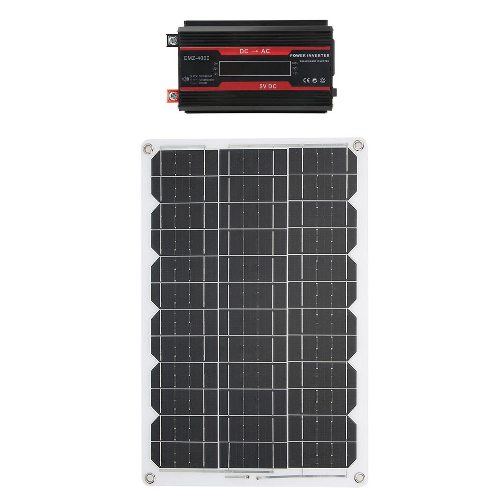 Solar Panel System with Color Display Dual USB4.2A 18W18V Solar Panel 30A12V 24V Solar Controller Inverter for Camping