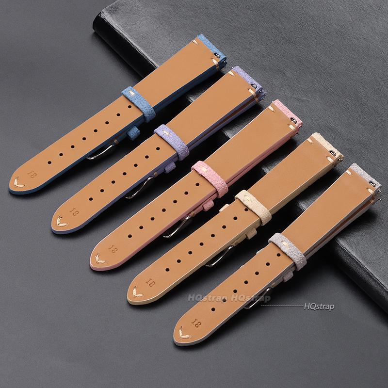 Vintage Leather Suede Watch Strap 14mm 16mm 18mm 20mm 22mm Watchband Gray Blue Brown Watch Bands Quick Release Wristband Belt