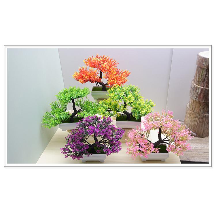 Artificial Bonsai Pine Decor, Multicolor Plastic Fake Potted Plant for Table Home Decoration