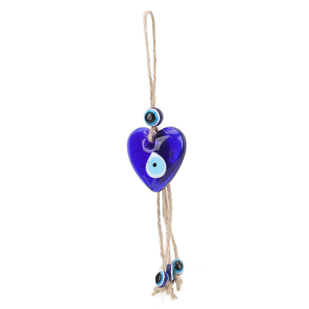 Woven Rope Pendant Blue Evil Eye Heart Shaped Ornament Hanging Decoration for Car Interior Clothing