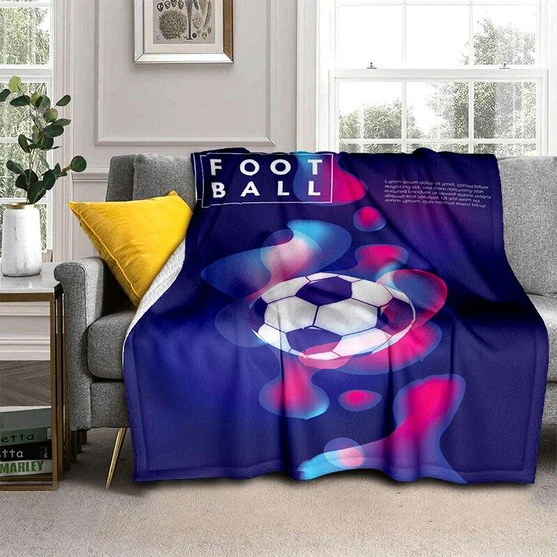 3d fotbal fotbal sportovní silueta vzor manta potah na rozkládací pohovku měkká deka kostkovaná měkká teplá flanel přehazovací deky ventilátory dárek