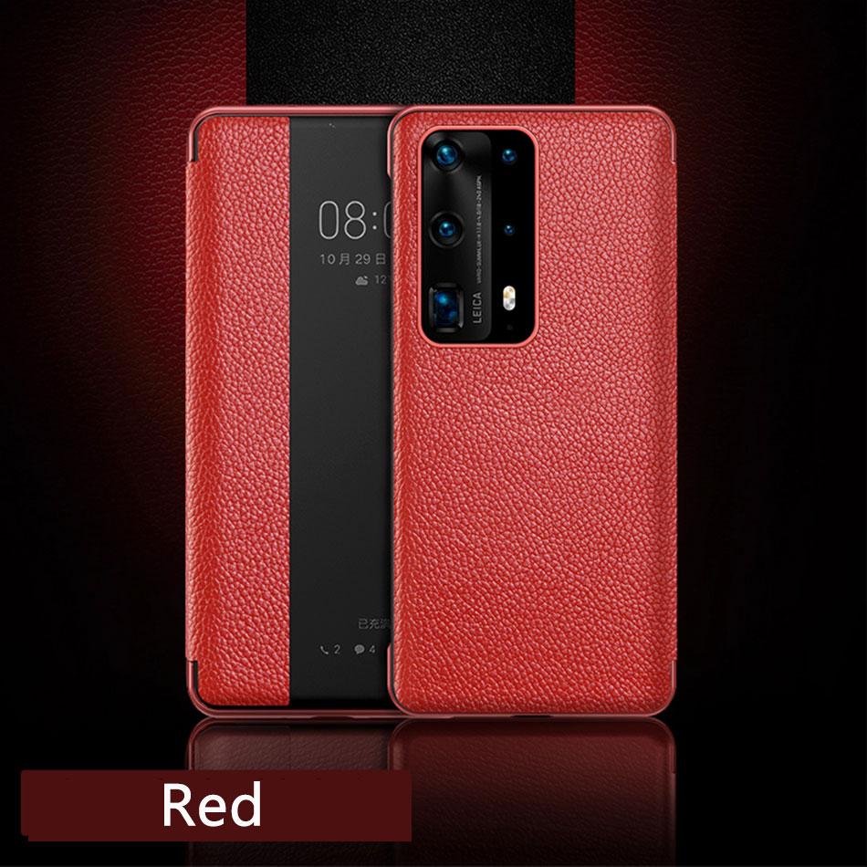 Oryginalne skórzane etui z klapką do Huawei P60 P50 P40 Pro P30 P20 Mate 50 40 30 20 Pro RS Lustrzane Smart Touch View Obudź Uśpij