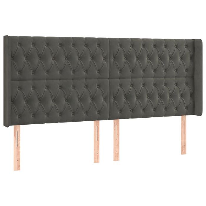 VidaXL Tête de Lit à LED Meuble de Chambre à Coucher Accessoire de Lit Double Tête de Cadre de Lit Intérieur Gris Foncé 3124451