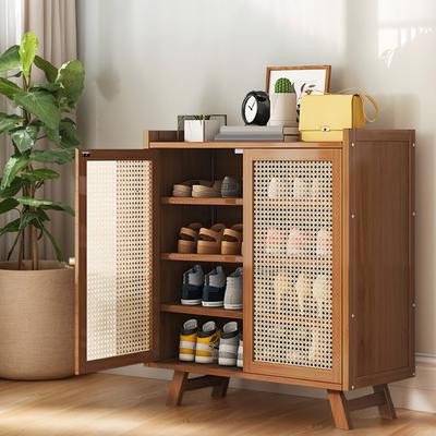 5/7-Tier Shoe Storage Cabinet Rack with Doors Free Standing Shoe Rack Wooden Shoe Storage Shelves for Entryway Hallway Closet