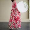 New Style Various Colors Vacation Style Round Neck Retro Cotton Linen Long Dress