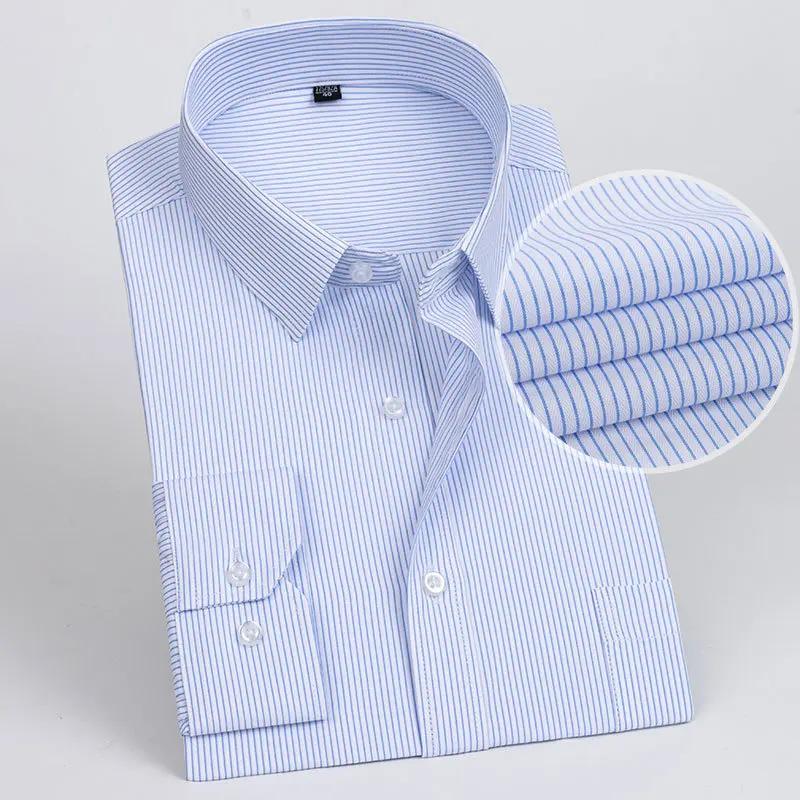 Men's Formal Shirt Long Sleeve  Solid Color Striped Pocket Fashion Business Office Professional Wear Social White Shirt