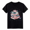 Book Lover Floral Book Stack Print T-Shirt Casual Reading Unisex Top
