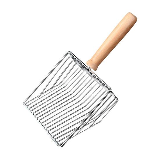 Cat Litter Scoop Metal Wire Cat Poop Scooper Cat Litter Sifting Shovel with Solid Wood Handle for Litter Box Cat Waste Cleaning